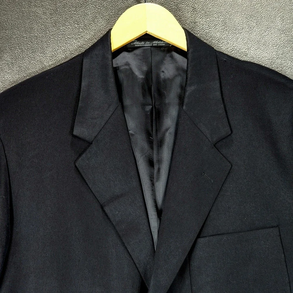 Barrington Sport Coat 44R Men Black 100% Tencel Suit Jacket‎ Blazer READ